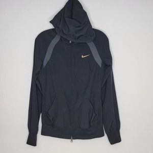 EUC Nike Women's Dri Fit Reversible Spell Out Black Gray Running Jacket XS